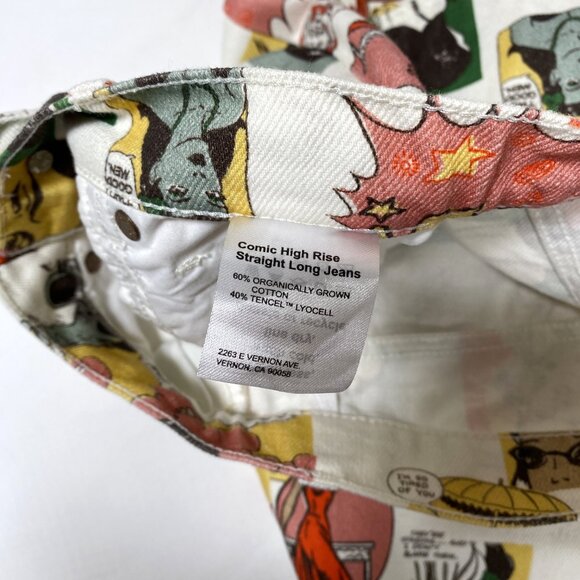 REFORMATION Ivory Multicolor 'Comic' High Rise Straight Leg Jeans - Picture 7 of 8